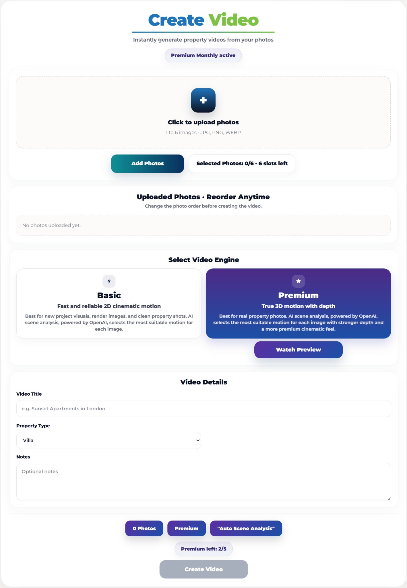 AbodeVid create screen