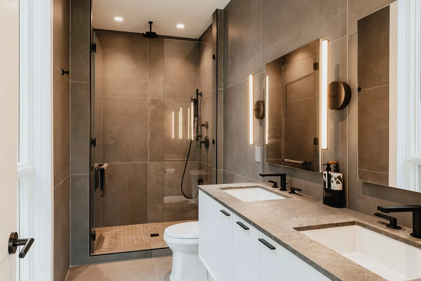 Spa-style luxury villa bathroom listing photo shown in the 1:1 real estate video