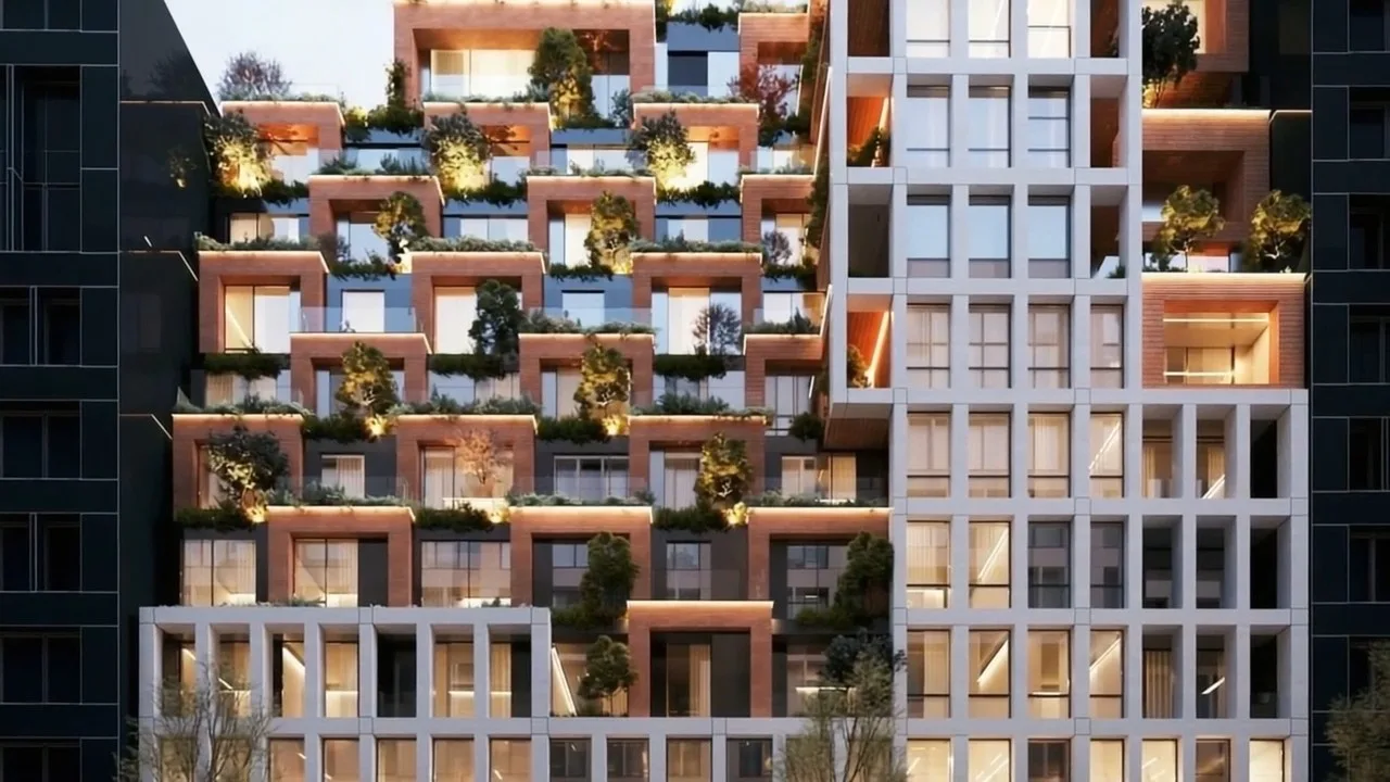 Motion-constrained property photo example 3: Facade fills almost the entire image