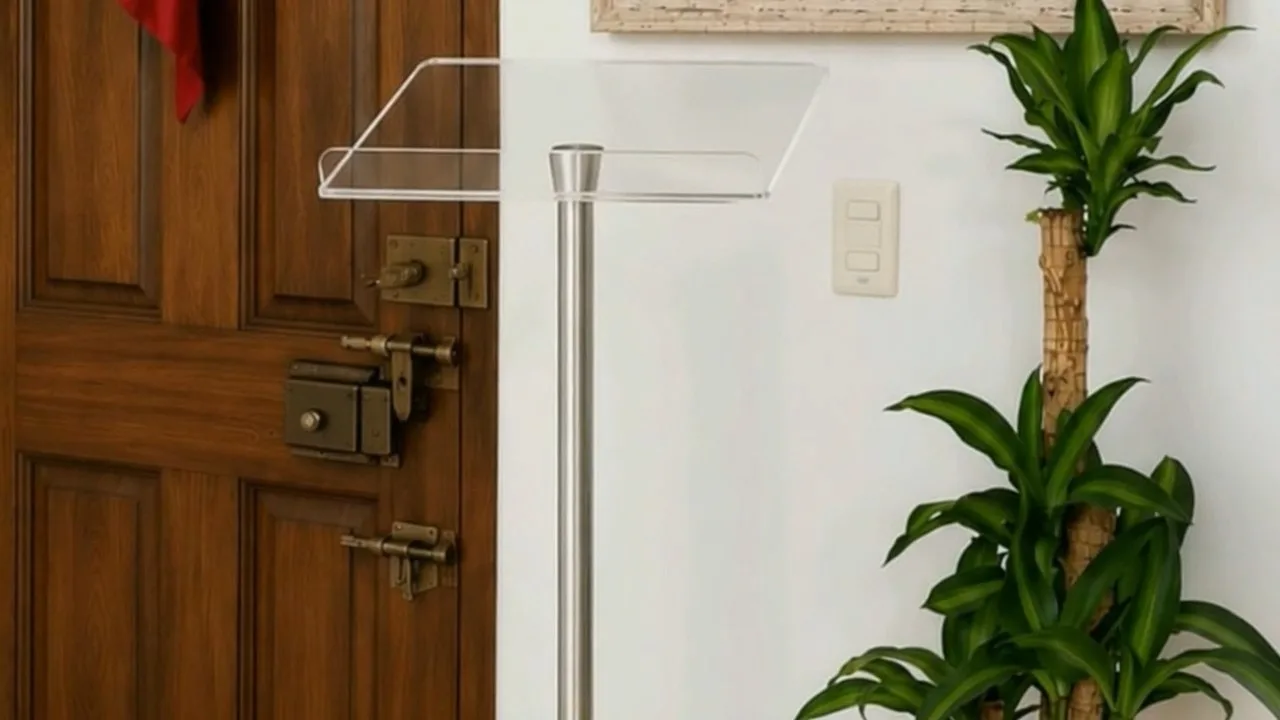 Motion-constrained property photo example 5: Entry door compresses the scene