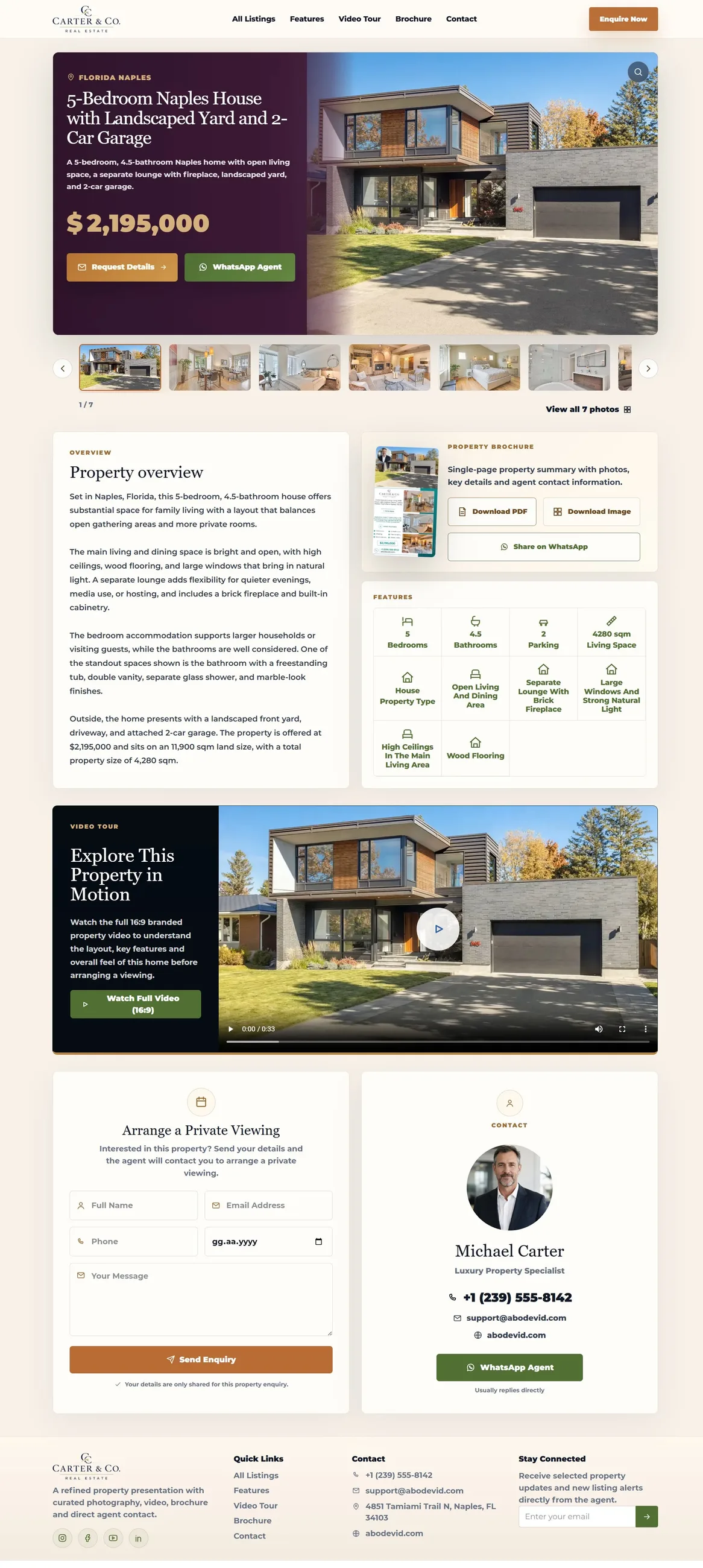 Generated AbodeVid property page for the same listing used in the Marketing Kit evidence set