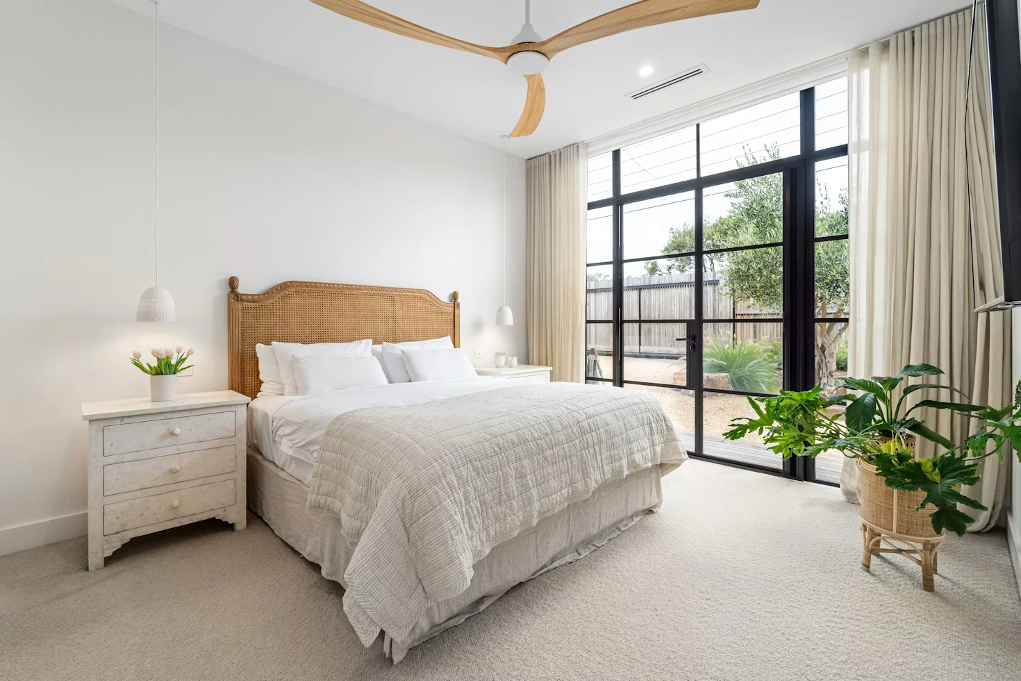 Bright bedroom listing photo used to create the luxury villa property video